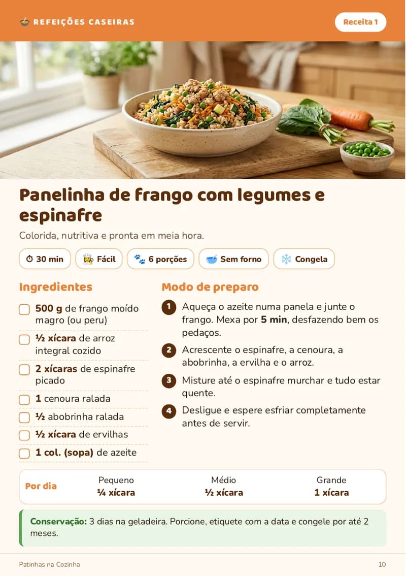 Receita 1: Panelinha de frango com legumes e espinafre