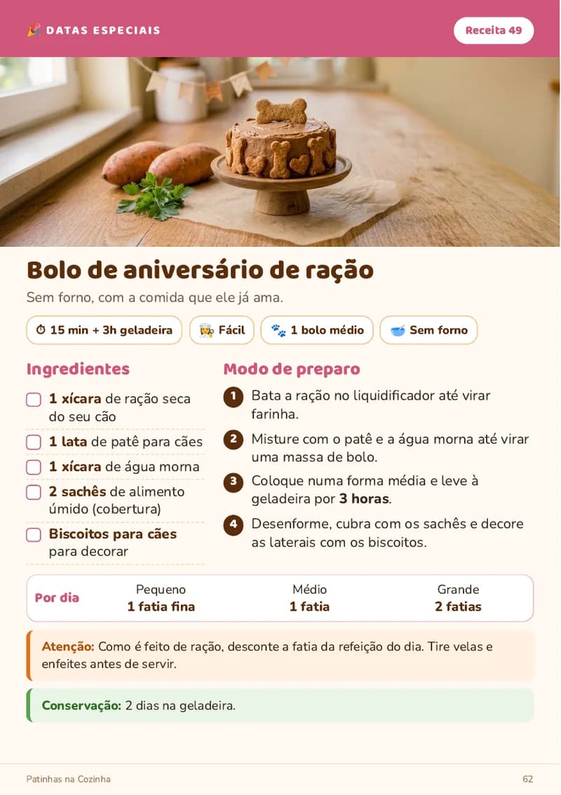 Receita 49: Bolo de aniversário de ração