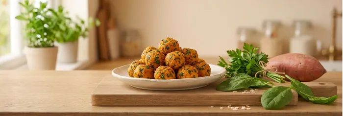 Bolinha de sardinha e batata-doce